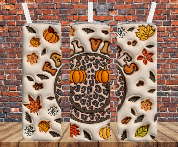 Fall Vibes Puff Effect - Tumbler Wrap - Sublimation Transfers