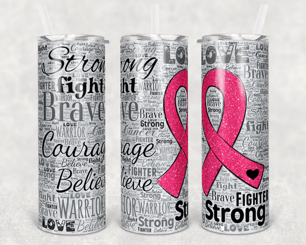 Hot Pink Ribbon - Tumbler Wrap - Printed Vinyl Transfers