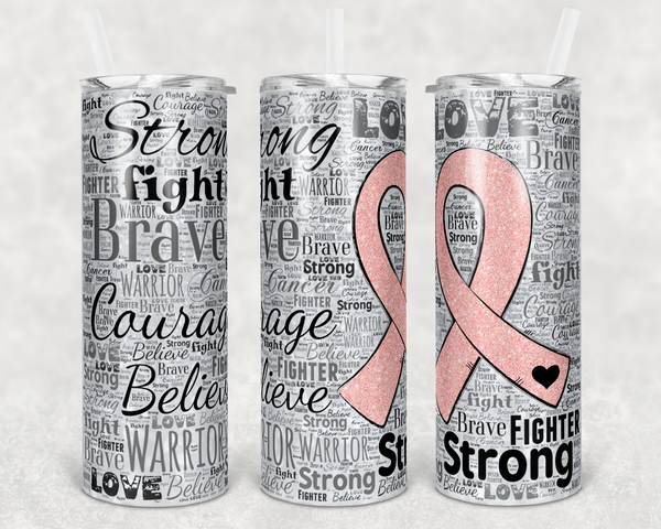 Pink Ribbon - Tumbler Wrap - Printed Vinyl Transfers