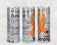 Orange Ribbon - Tumbler Wrap - Printed Vinyl Transfers