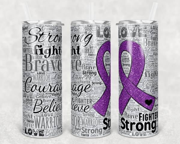 Purple Ribbon  - Tumbler Wrap - Vinyl Transfers