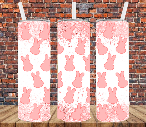 Pink Bunnies & Glitter Border - Tumbler Wrap Sublimation Transfers