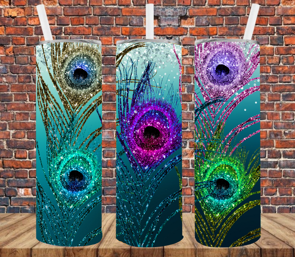 Peacock Feathers - Tumbler Wrap Sublimation Transfers