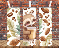 Sloth Iced Coffee - Tumbler Wrap - Sublimation Transfers