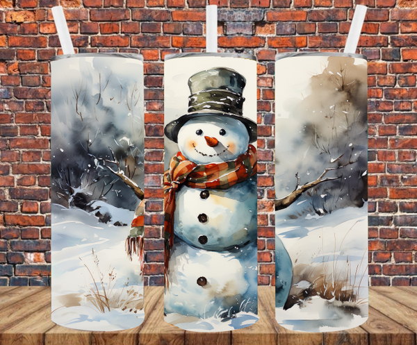 Watercolor Snowman - Tumbler Wrap - Sublimation Transfers