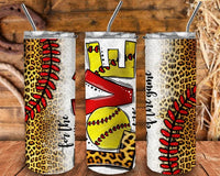 For the Love of the Game Softball - Tumbler Wrap Sublimation Transfers