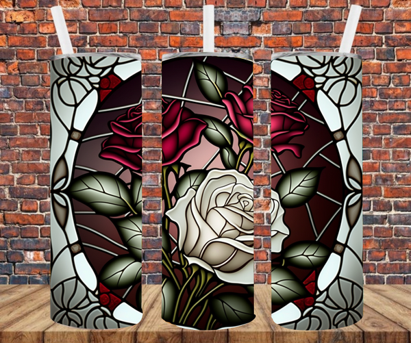 Stained Glass Roses - Tumbler Wrap - Sublimation Transfers
