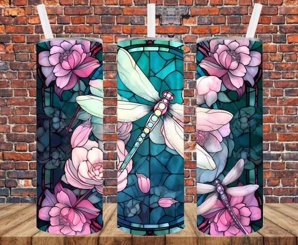 Stained Glass Dragonfly - Tumbler Wrap - Sublimation Transfers