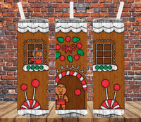 Stained Glass Gingerbread House - Tumbler Wrap Sublimation Transfers