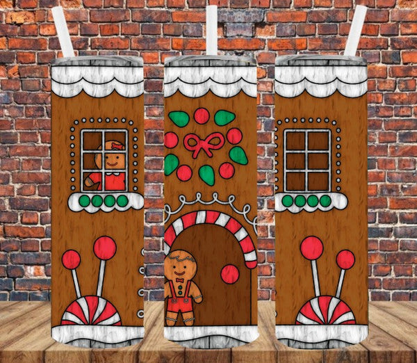 Stained Glass Gingerbread House - Tumbler Wrap Vinyl Transfers