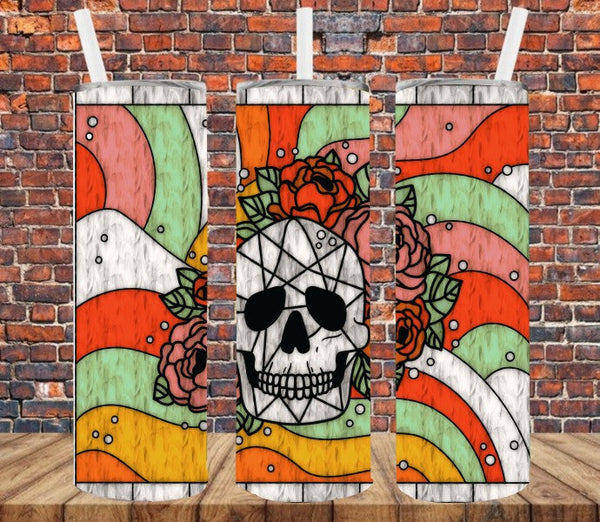 Stained Glass Skull - Tumbler Wrap Vinyl Transfers