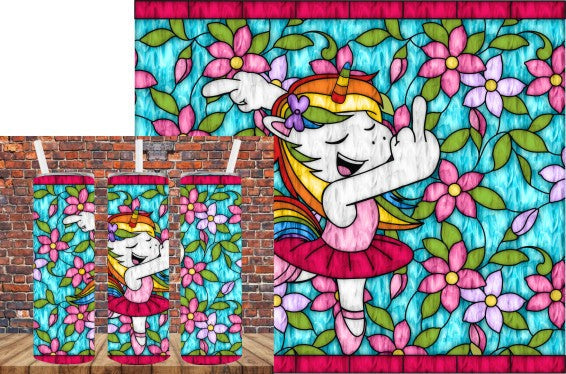 Stained Glass Unicorn - Tumbler Wrap Sublimation Transfers