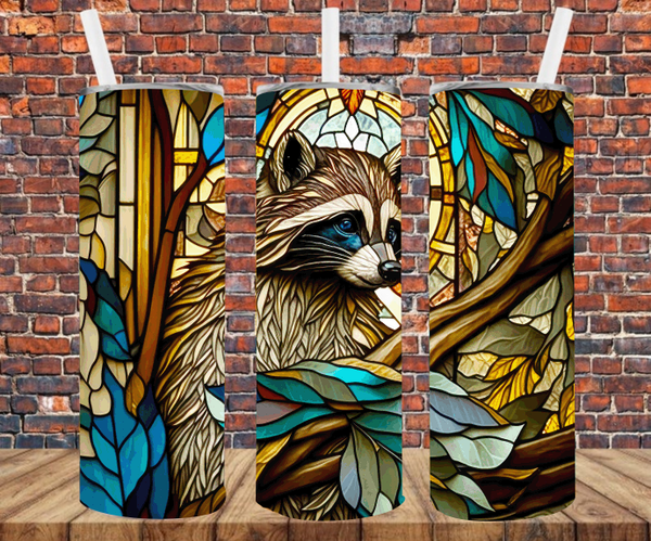 Stained Glass Raccoon - Tumbler Wrap - Sublimation Transfers