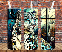 Stained Glass Snow Leopard - Tumbler Wrap Sublimation Transfers