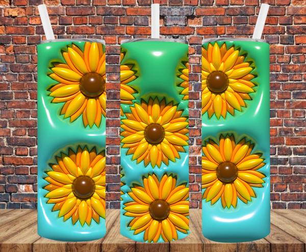 Sunflowers - Puff Inflated Effect - Tumbler Wrap - Sublimation Transfers