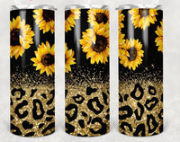 Sunflowers & Leopard - Tumbler Wrap Vinyl Transfers