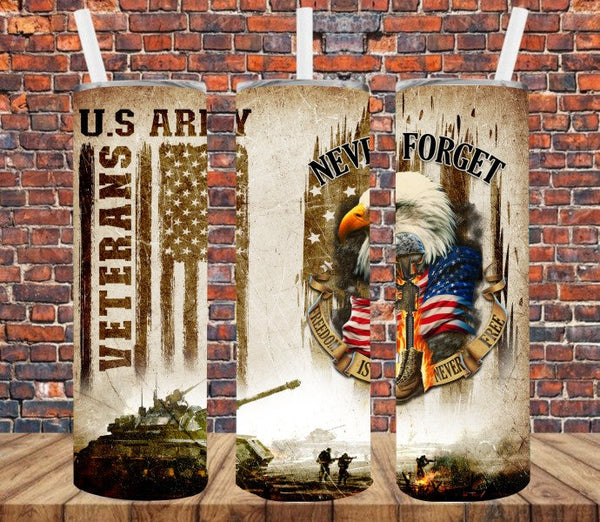 US Army Veteran Never Forget - Tumbler Wrap Sublimation Transfers