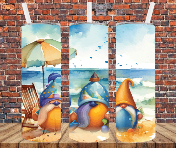 Gnome Beach Day - Tumbler Wrap - Sublimation Transfers