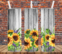 Sunflowers with Wood - Tumbler Wrap Sublimation Transfers