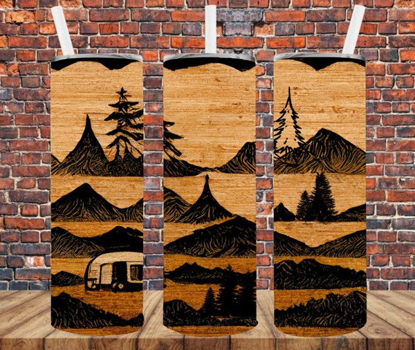 Camping Wood Burn Style - Tumbler Wrap Sublimation Transfers